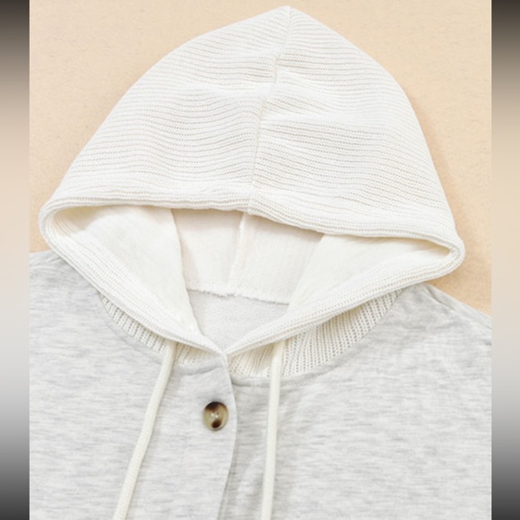 Y2K Jersey Sweater Sleeve Gray Button Up Knitted Long Sleeve - Picture 11 of 14